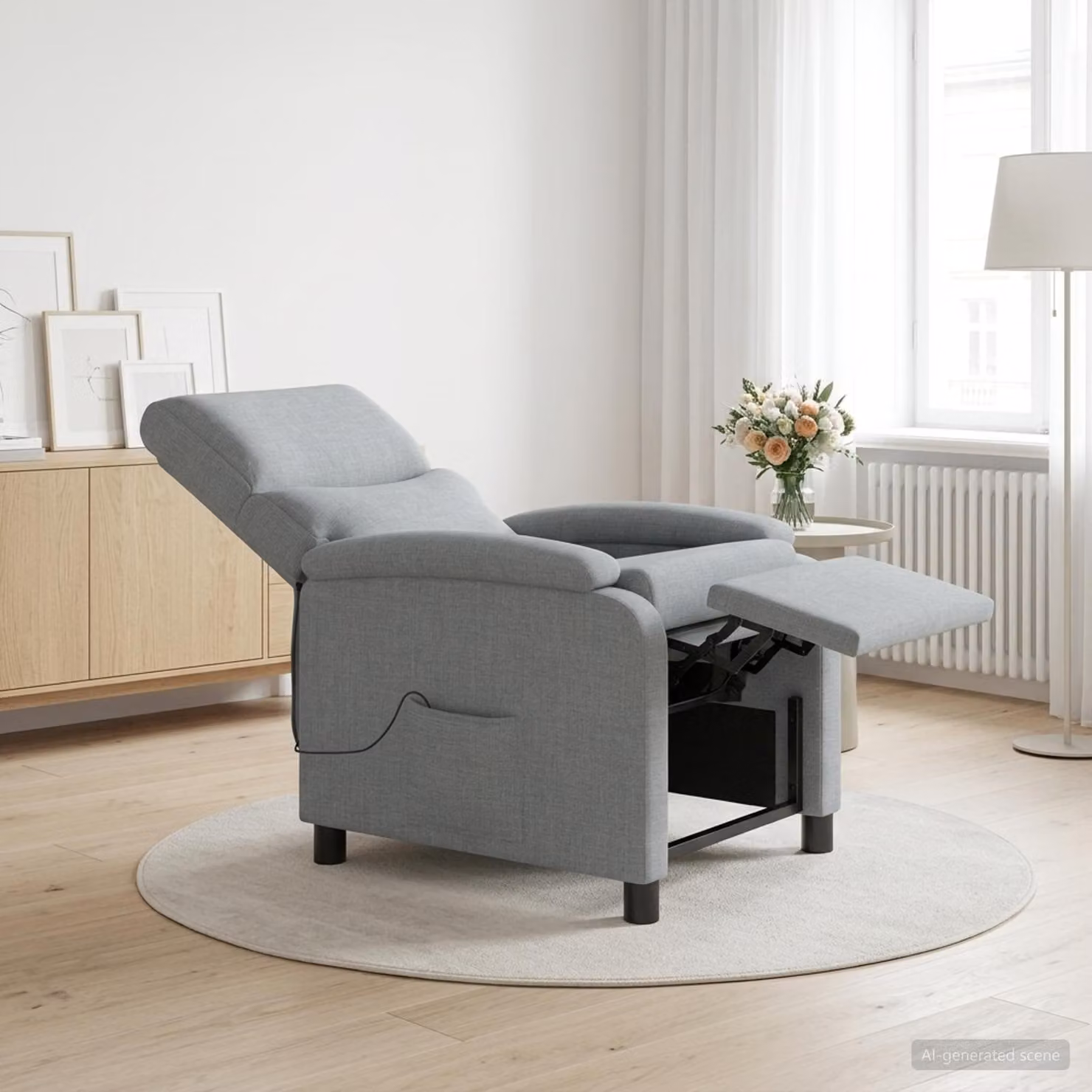 Poltrona relax reclinabile vidaXL in tessuto grigio con braccioli per soggiorno e ufficio