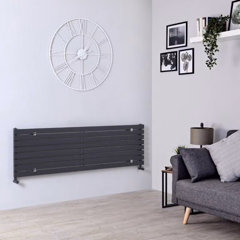 Radiatore di Design Orizzontale Antracite - 472 x 1600mm - 840W - Sloane