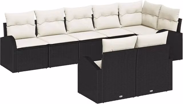 Set Divano da Giardino 8 pz Nero e Bianco polyrattan 3354756