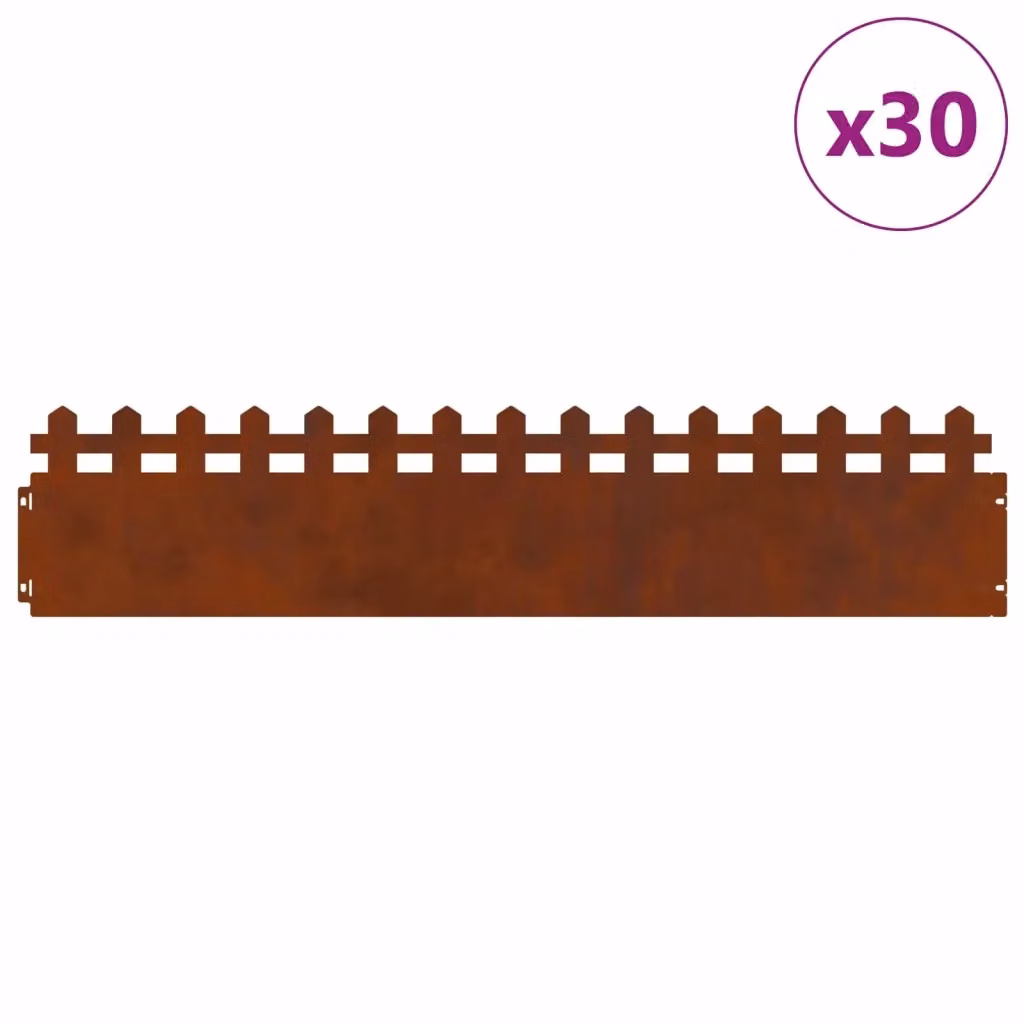 Set di 30 bordure per prato in acciaio Corten color marrone Videx L: 103 cm, H: 22 cm, P: 0,05 cm – 2