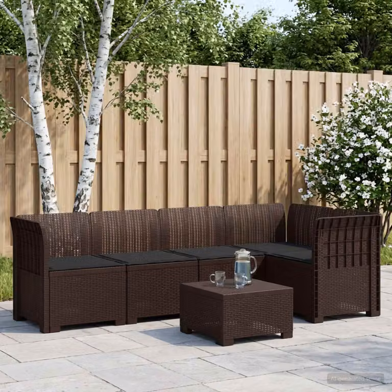 vidaXL Divano da Giardino a L per 5 Persone con Cuscini, Stile Rattan Moderno, Colore Marrone e Antracite