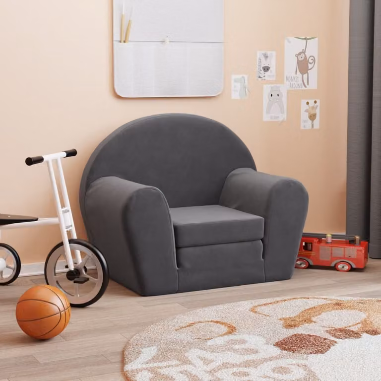 Maison Exclusive - Divano letto per bambini, colore antracite, tessuto morbido e peluche