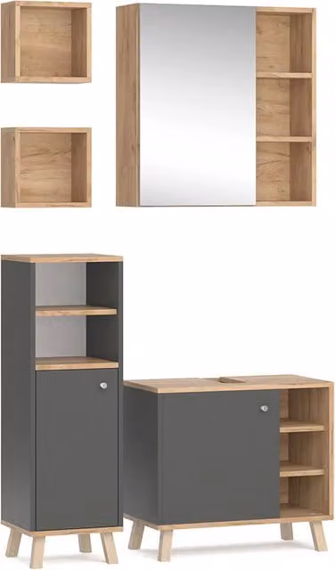 Set mobili bagno Senyo Antracite 5 pezzi Vicco