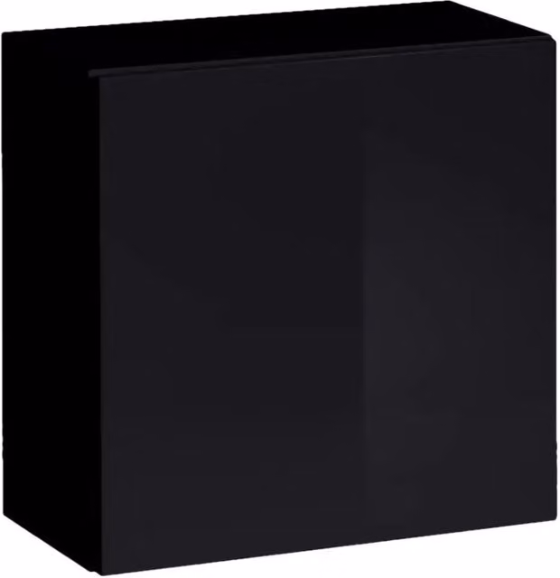 Armadio sospeso Meublorama nero lucido con ante a battente e ripiani interni per soggiorno L: 60 cm, P: 30 cm, H: 60 cm