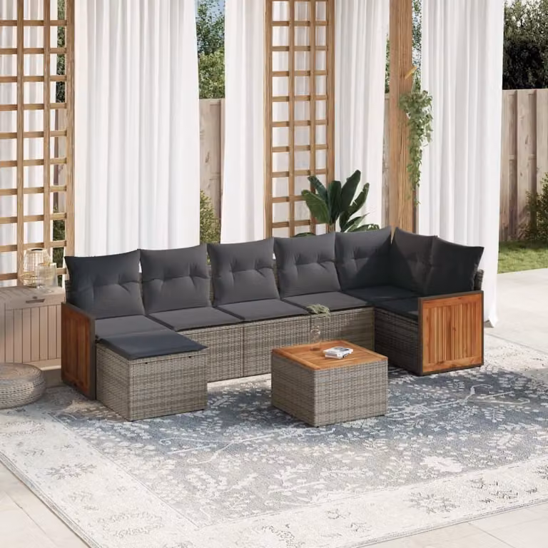Maison Exclusive - Set da giardino 8 pezzi con cuscini grigio in polyrattan