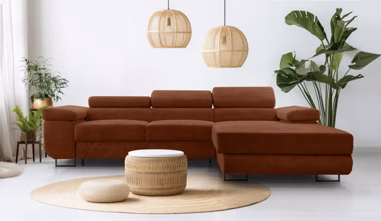 AX LIVING Couch L Form - Arborio R Zona giorno 280 cm in rosso mattone