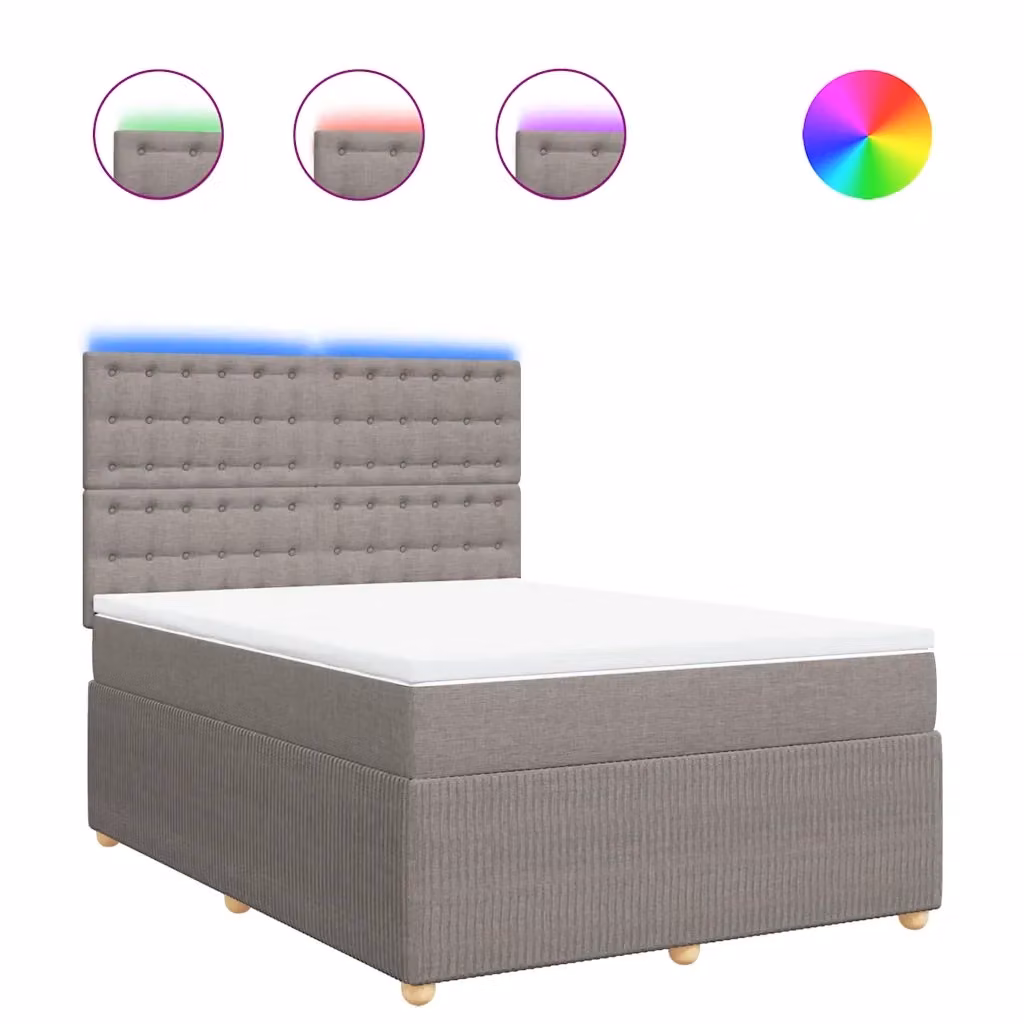 Letto Ibrido con Materasso vidaXL in Tessuto Beige, Bianco e Grigio L/P: 160 x 200 cm – 2