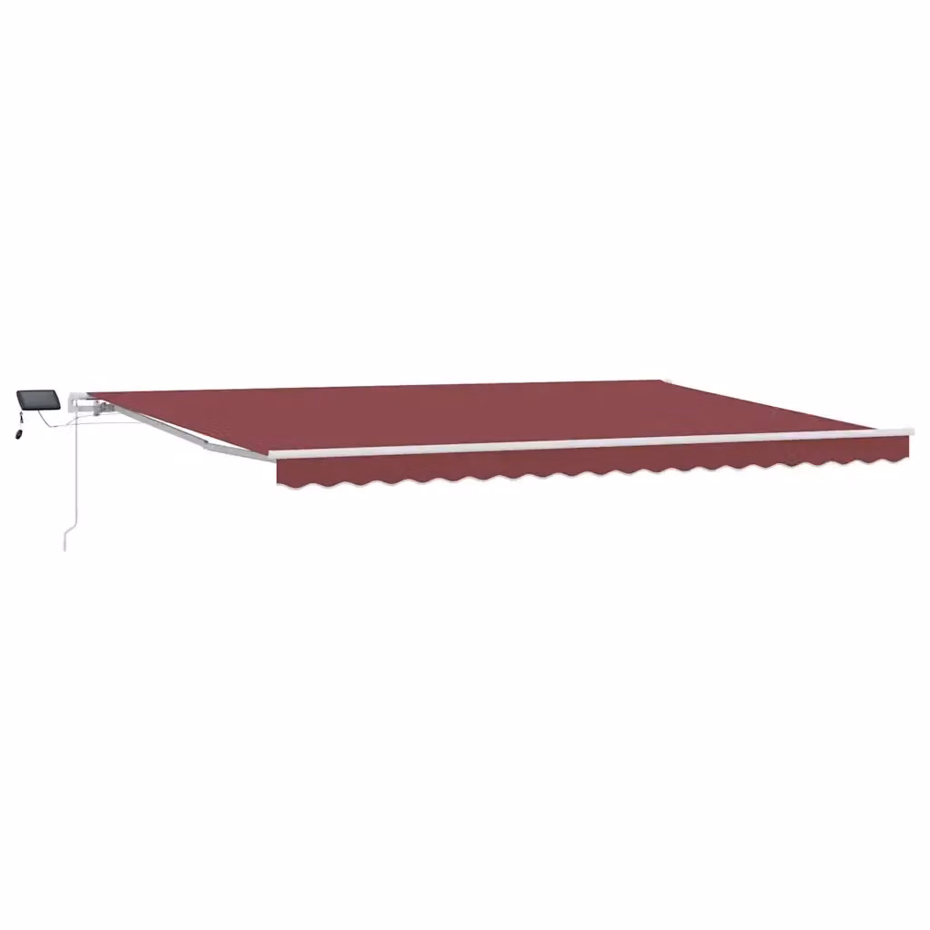 Tenda da Sole Retrattile Manuale VIDAXL con LED e Bracci Pieghevoli in Alluminio e Poliestere, Colore Rosso, L: 500 cm, P: 300 cm – 2
