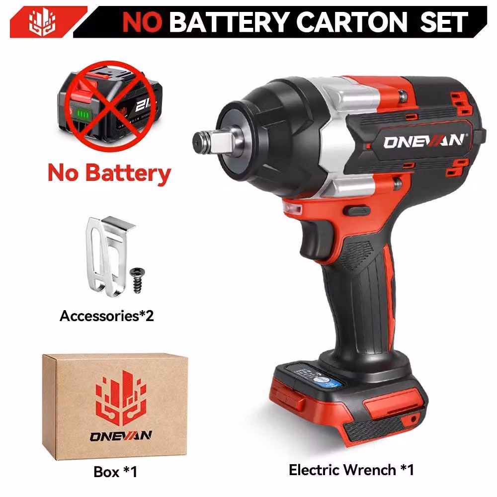 Avvitatore a impatto - Avvitatore a impatto a batteria con attacco quadrato da 1,27 cm - Coppia 1800 Nm - 18 V - Motore brushless - 7200 colpi/min - Senza batteria - Colore oro