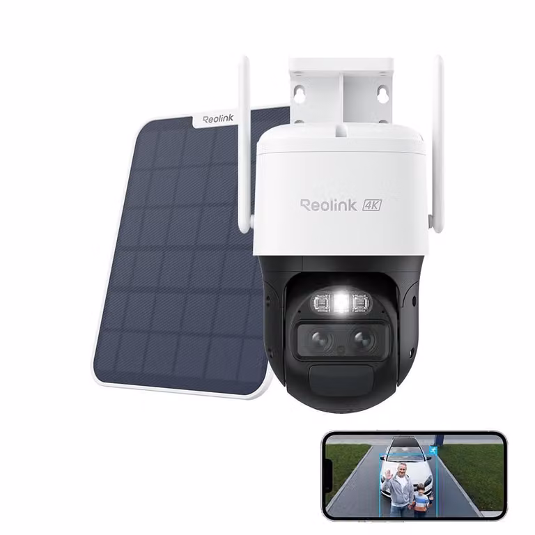 Telecamera di sorveglianza Reolink 4K 8MP 4G LTE a batteria/pannello solare, doppio obiettivo, zoom e tracking automatico, rilevamento di persone/veicoli/animali, visione notturna spotlight