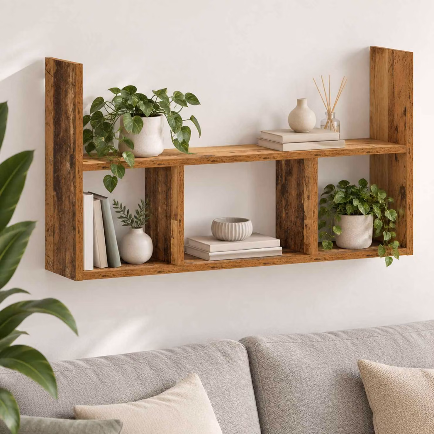 Scaffale da parete moderno vidaXL in legno color marrone L: 78,5 cm, P: 17 cm, H: 45 cm