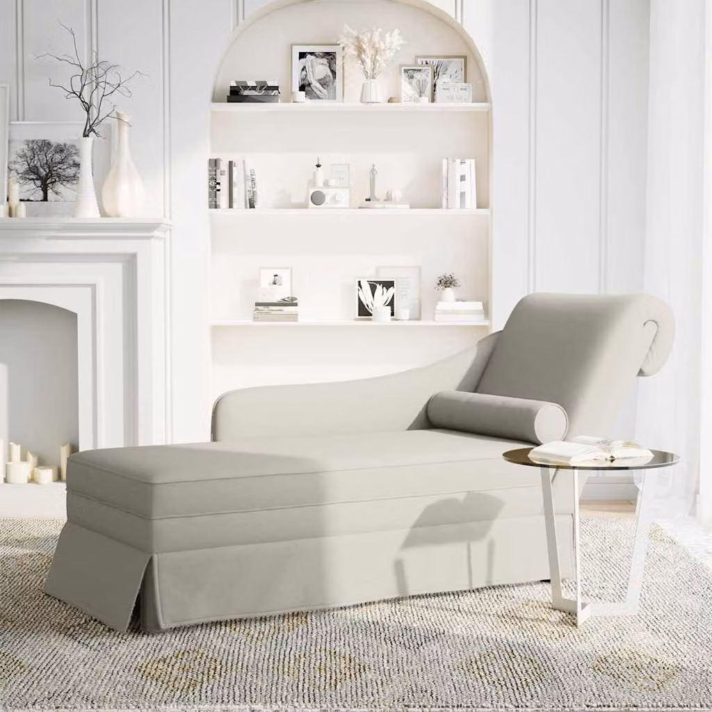 vidaXL Sdraio con Capezzale e Bracciolo Destro in Velluto Crema
