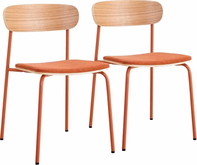 Oviala - Set di 2 sedie impilabili in legno arancione