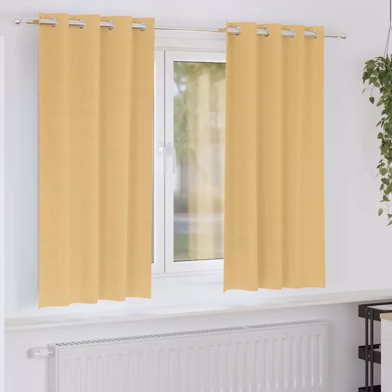 Set di 2 tende blackout vidaXL con anelli in poliestere, colore beige, H 175 x L 140 cm