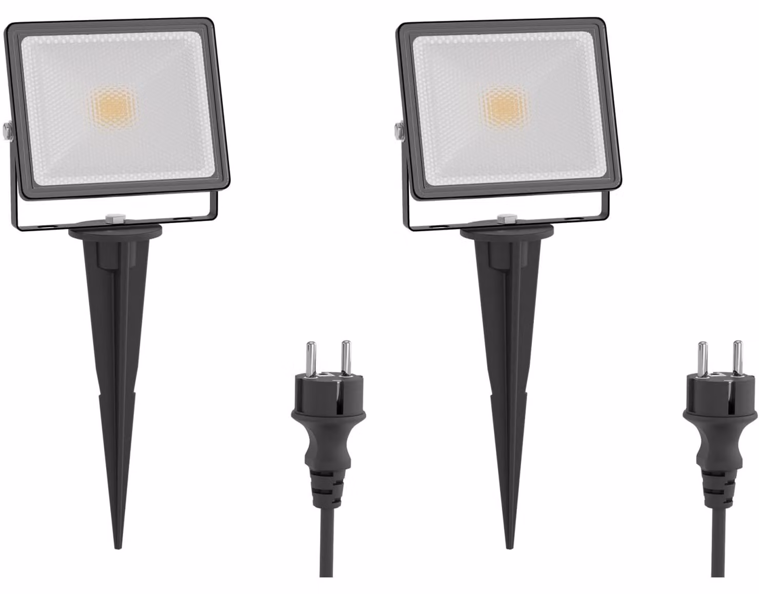 2 faretti da giardino a LED FLIN, 837 lumen, 11,5 W, luce bianco caldo, grado di protezione IP66, colore nero