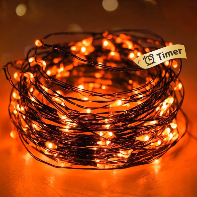 Catena luminosa a LED con timer, 30 LED bianco freddo, 6 metri, per uso esterno