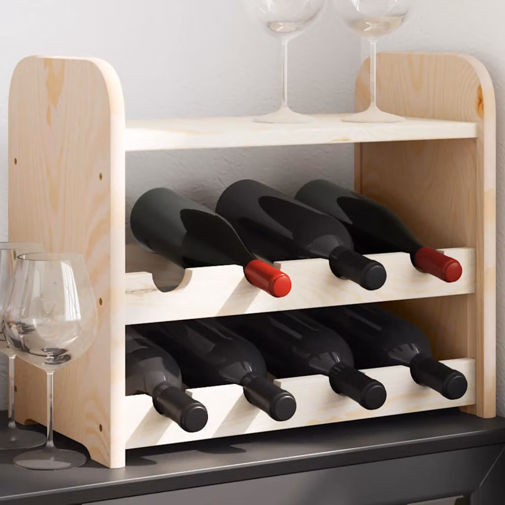 vidaXL Portavini in Legno Massello di Pino con Pannello Superiore, Colore Beige/Marrone, L 43 cm x P 25 cm x H 37 cm