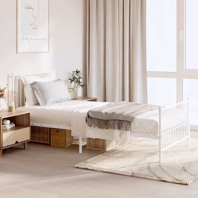 vidaXL Giroletto con Testiera e Pediera in Metallo Bianco L/P/H: 90 x 200 cm