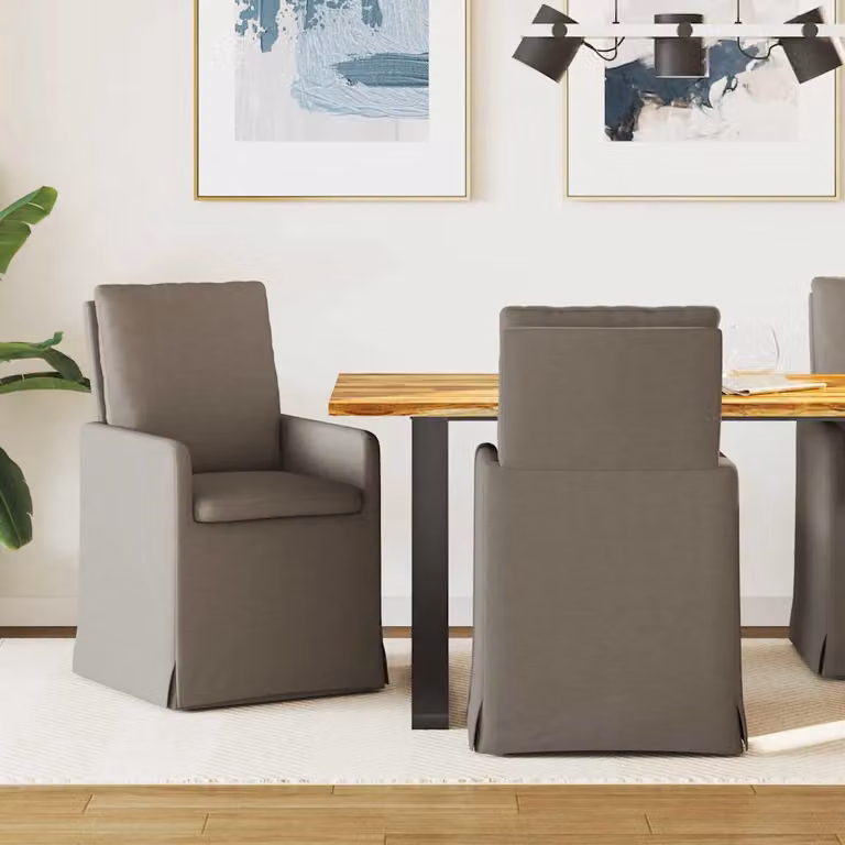 Set di 2 sedie da pranzo moderne vidaXL in tessuto grigio, L: 57 cm, P: 67 cm, H: 98 cm