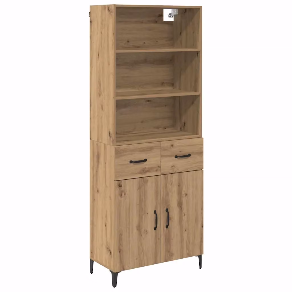 Credenza moderna vidaXL in legno e metallo marrone L: 69,5 cm, P: 34 cm, H: 180 cm – 2