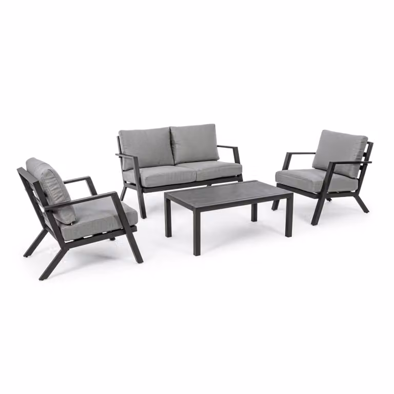 Set salotto da giardino COIMBRA con cuscini e struttura in alluminio antracite, 4 pezzi