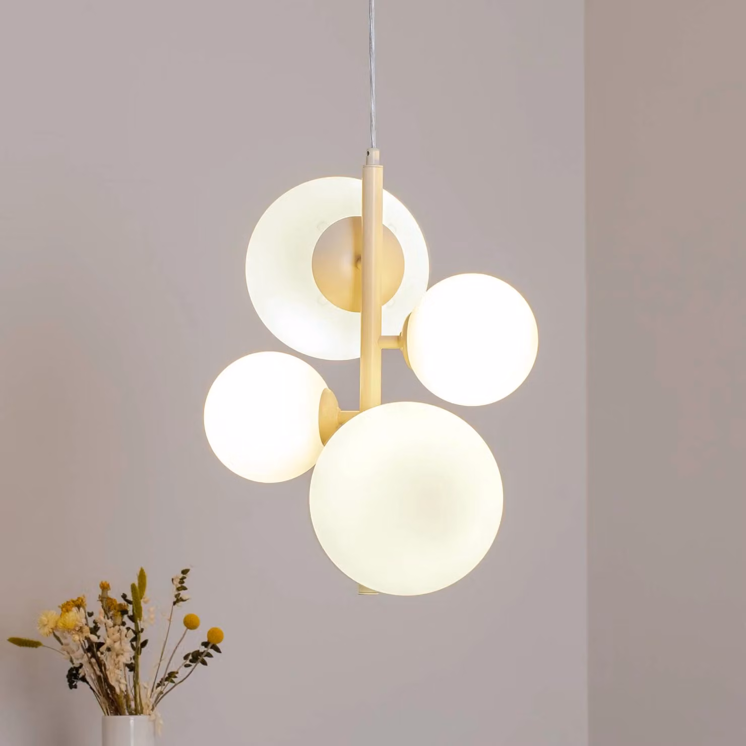 Lampada a sospensione in vetro Dione ALDEX, dimmerabile, Crema / Ambra, Soggiorno / Sala da pranzo, Vetro, Moderno, Lampada a sospensione