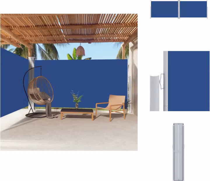 vidaXL Tenda laterale estensibile blu 200x600 cm - Ombrelloni e tende da sole