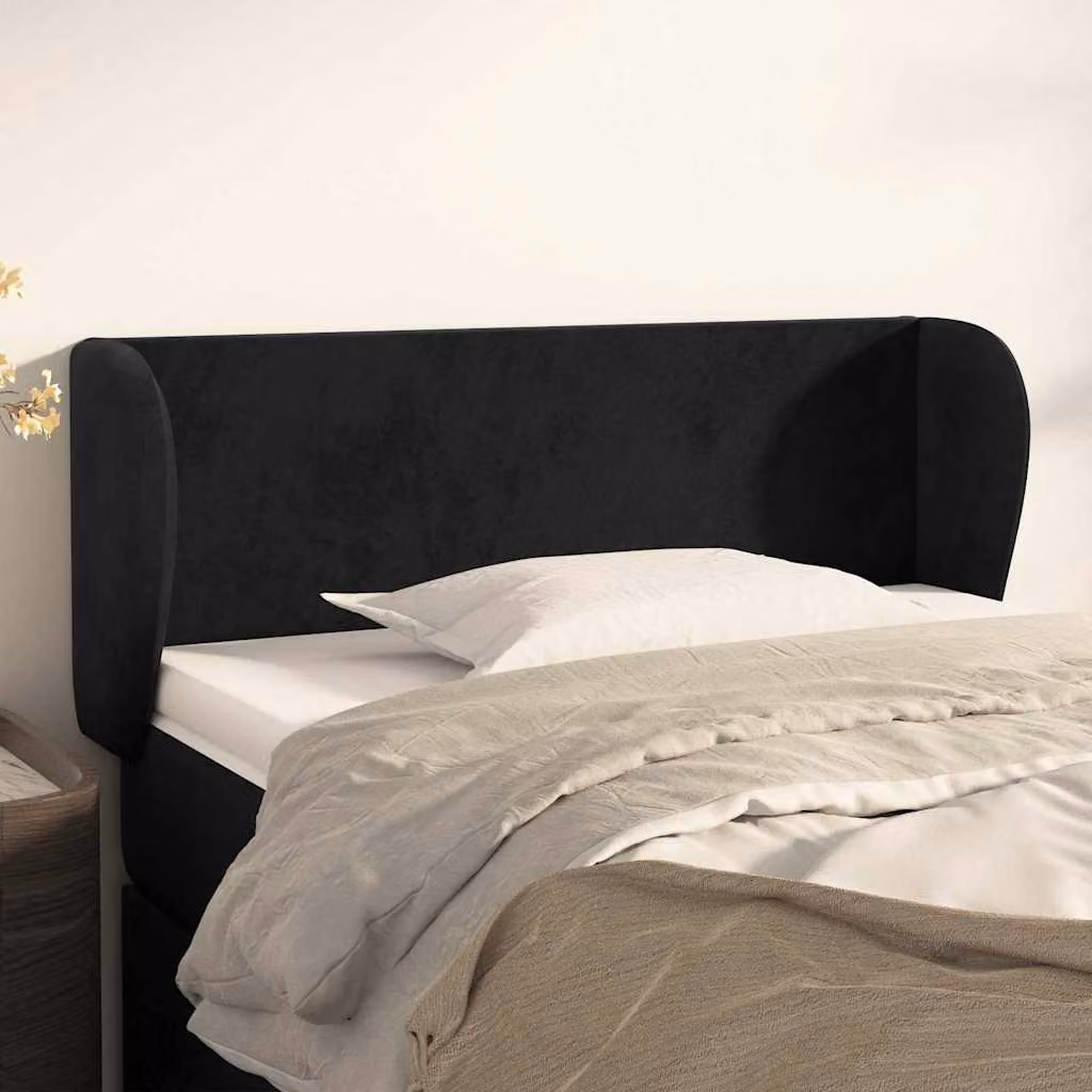 Testiera ad orecchio vidaXL in velluto nero L: 83 cm, P: 23 cm, H: 78/88 cm