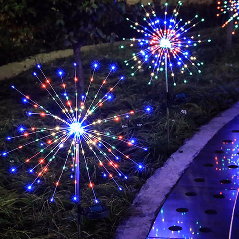 Luci solari da giardino, confezione da 2, 150 LED, 8 modalità, grado di protezione IP65, multicolore