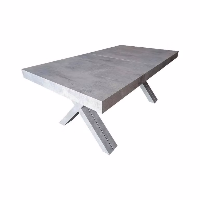 Tavolo GALLIPOLI in legno nobilitato finitura beton allungabile 160×90 cm – 410×90 cm (Gambe X)