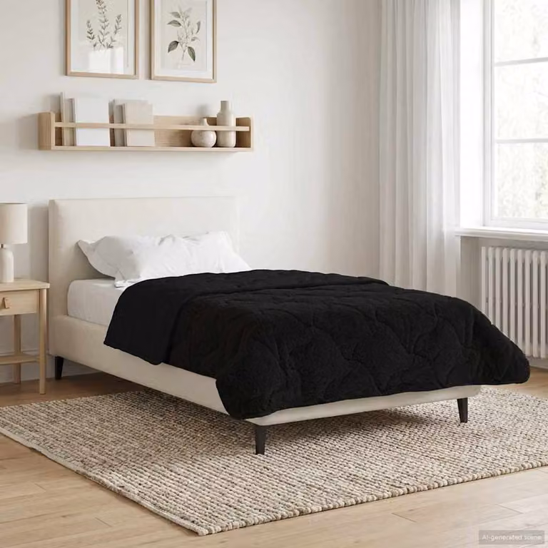 Piumino estivo traspirante e reversibile vidaXL in microfibra, Nero, L: 155 cm x P: 200 cm
