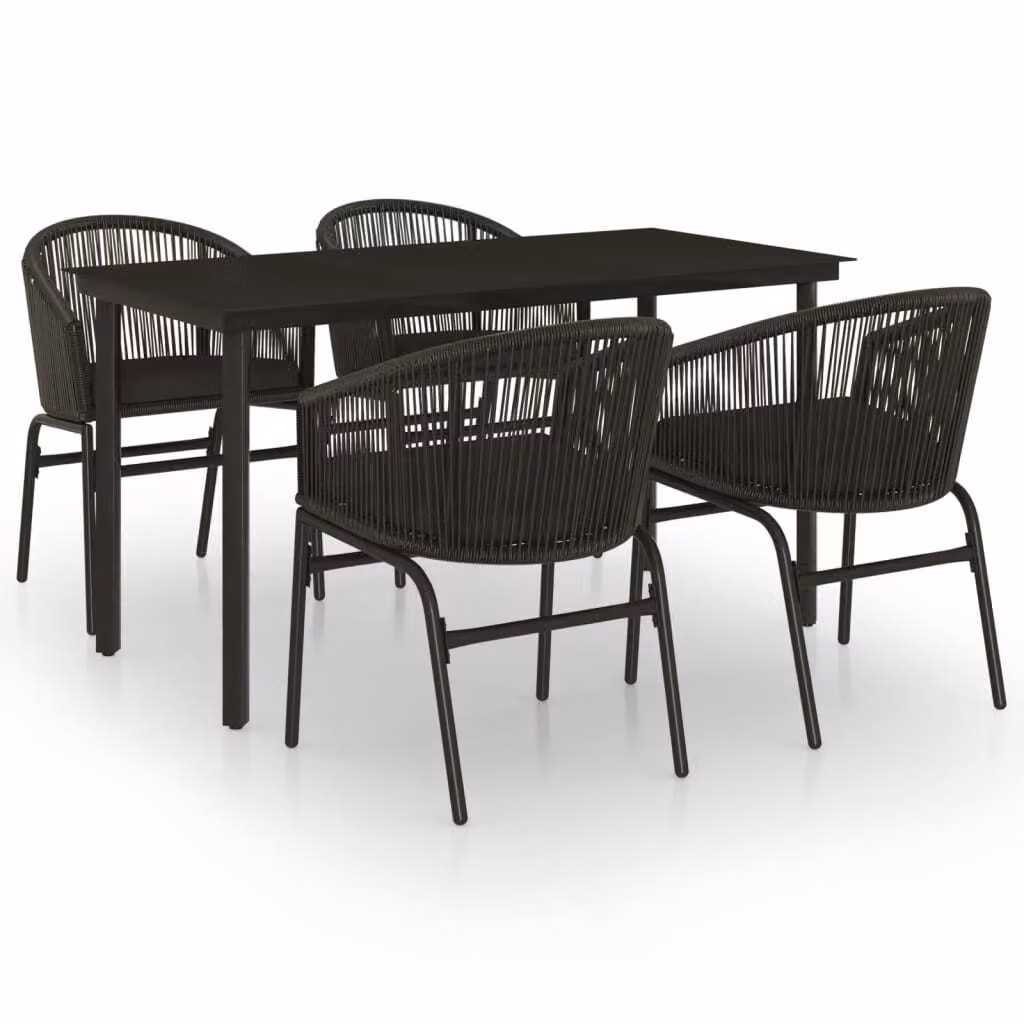 Set da Pranzo per Giardino 5 pz Nero