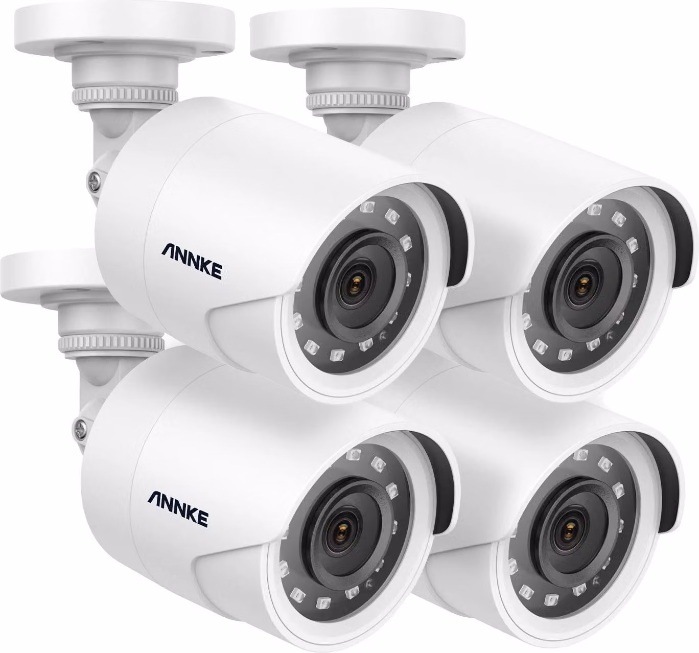 Telecamere di sorveglianza, 2MP, tecnologia a infrarossi, stile proiettile, 4 pezzi Bianco