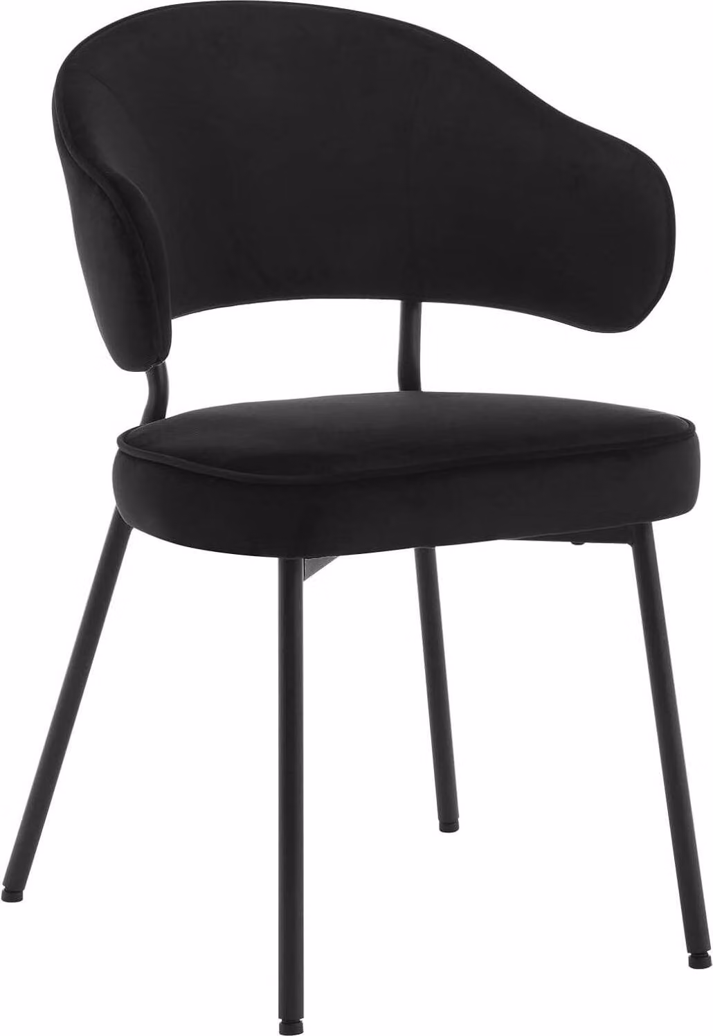 Sedia da pranzo WOLTU, sedia imbottita, con schienale braccioli gambe in metallo, velluto, nero