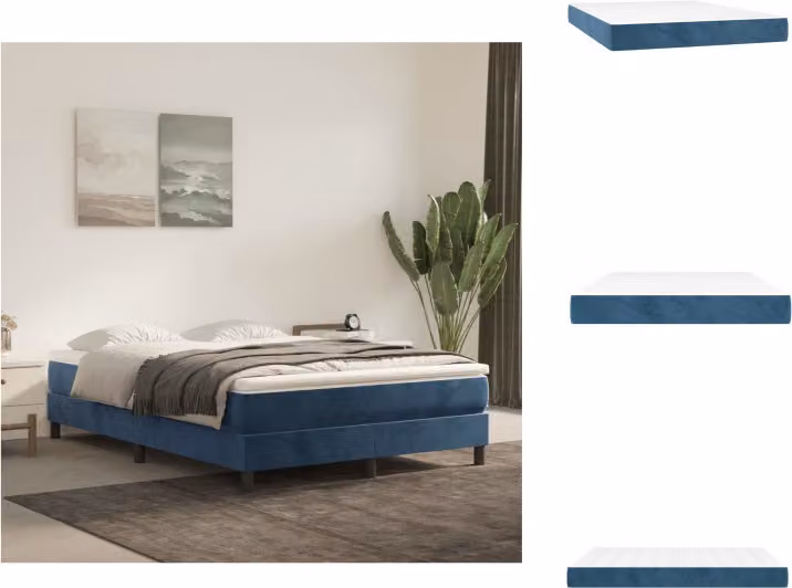 vidaXL Materasso a molle insacchettate blu scuro 140x200x20 cm in velluto - Materassi