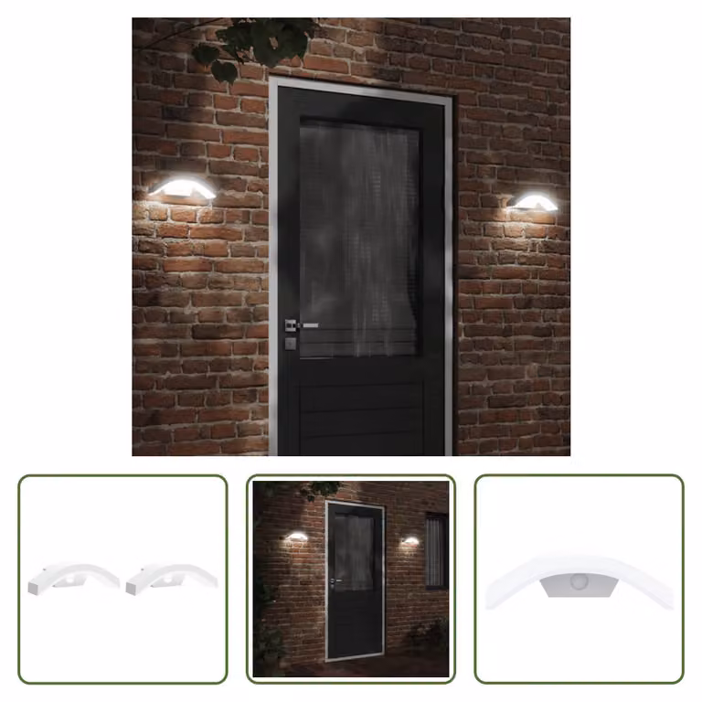 The Living Store Applique da esterno a LED con sensore 2 pz. Alluminio pressofuso bianco