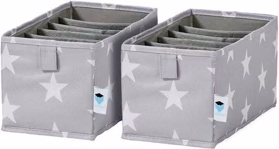 Organizer per cassetti "Stelle grigie" 15x30x15 cm