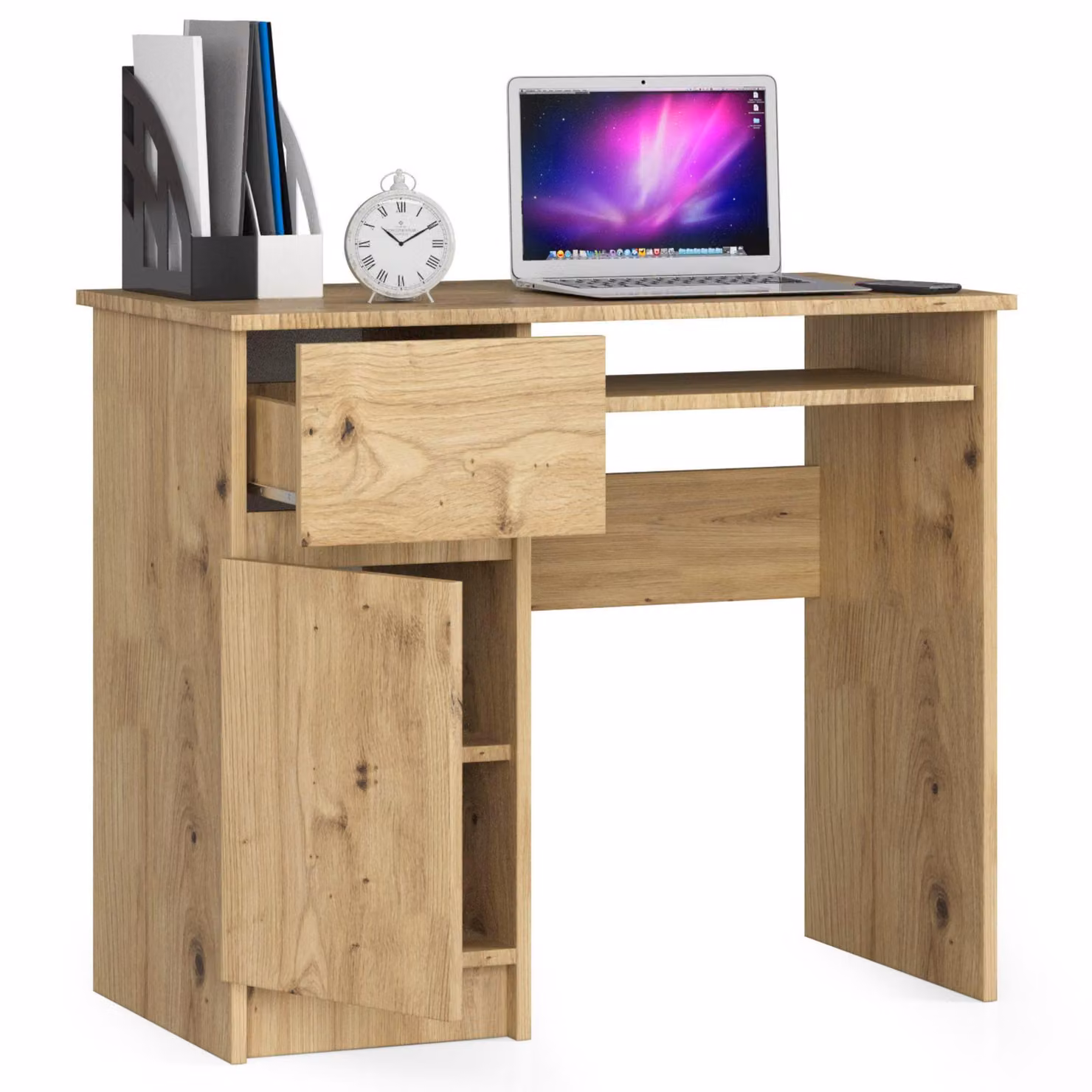 Scrivania per computer da 90 cm | Scrivania | con cassetto porta tastiera e vano portaoggetti