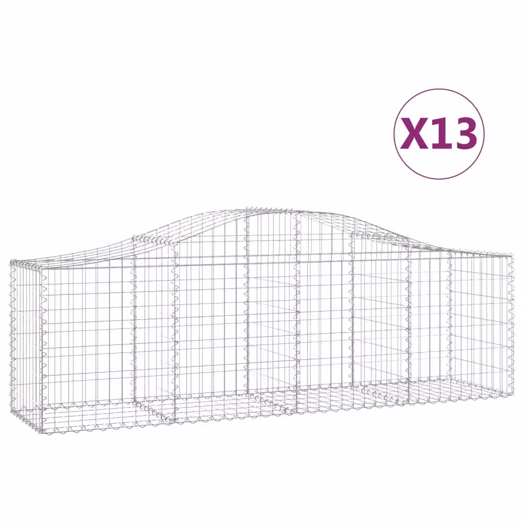 Set di 13 Cesti Gabbioni ad Arco vidaXL in Acciaio Zincato Grigio L: 200 cm, P: 50 cm, H: 60-80 cm – 2