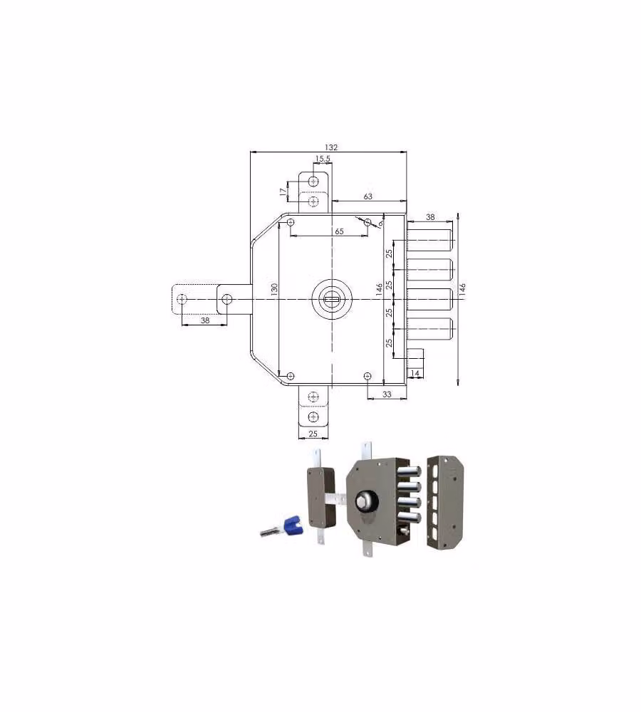 Serratura Sicura Quintuplice Sx Pompa 3350 Mc Cr