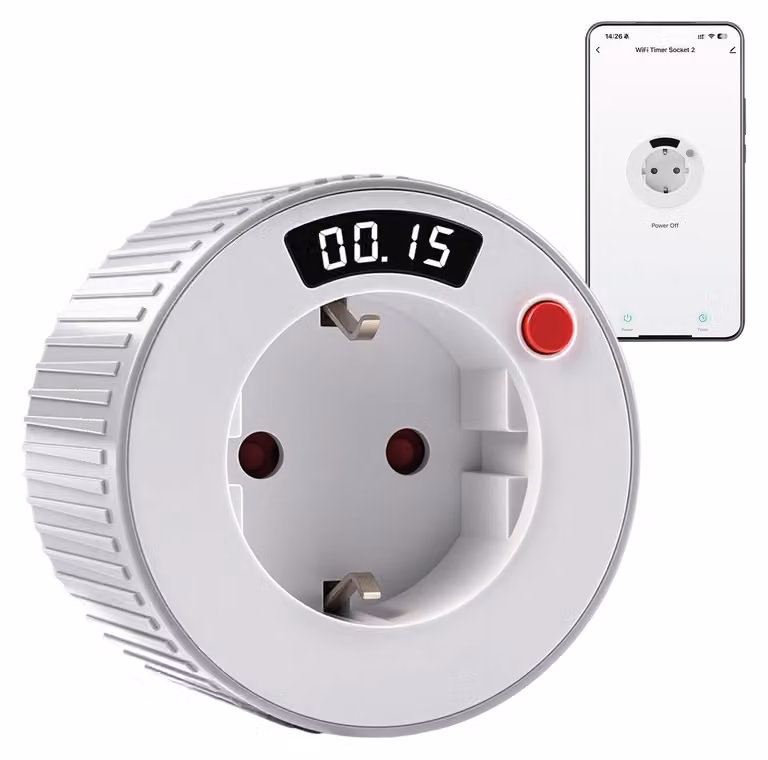 Presa intelligente con Wi-Fi, timer, display a LED, 16 A, 3680 W