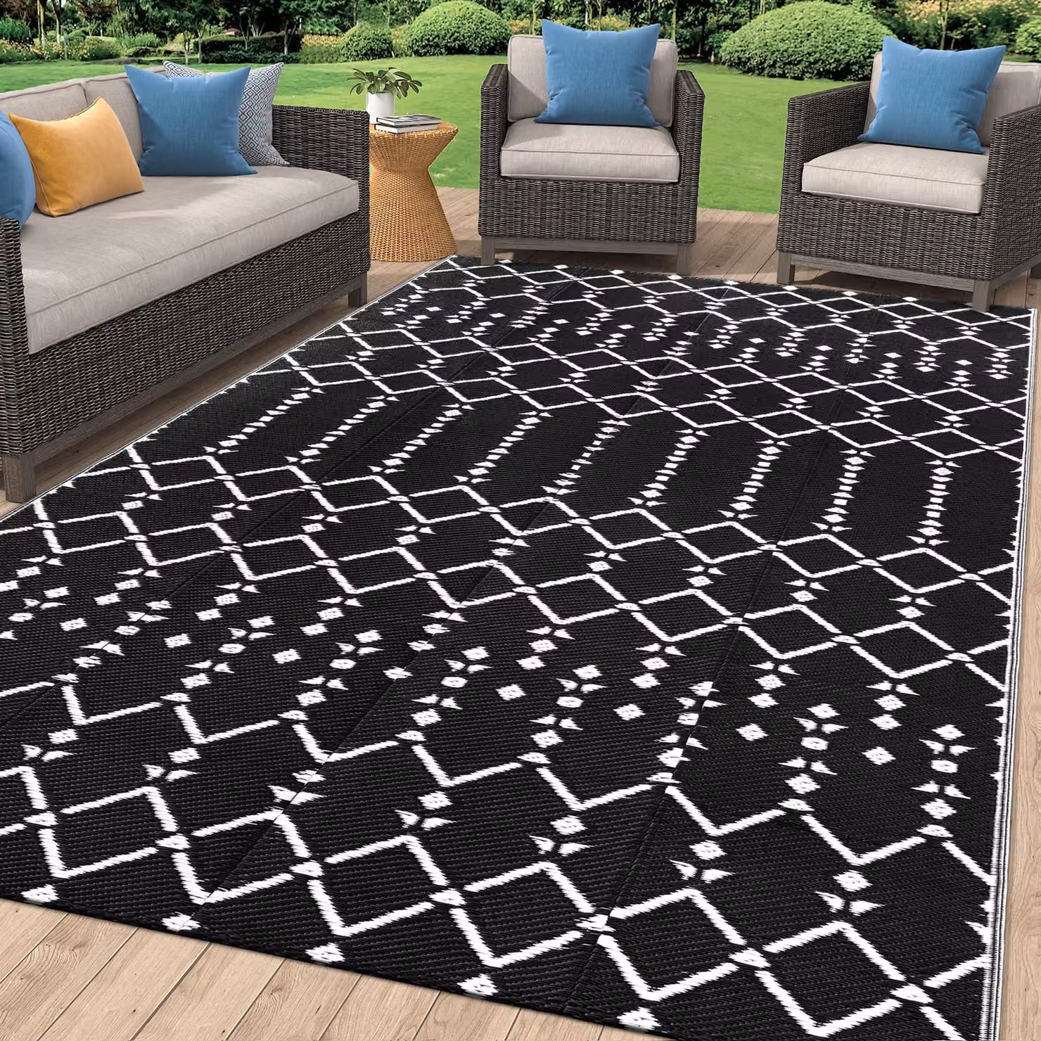 Omgoods - Tappetino impermeabile e reversibile per esterni, dimensioni 150 x 240 cm, ideale per giardino e picnic