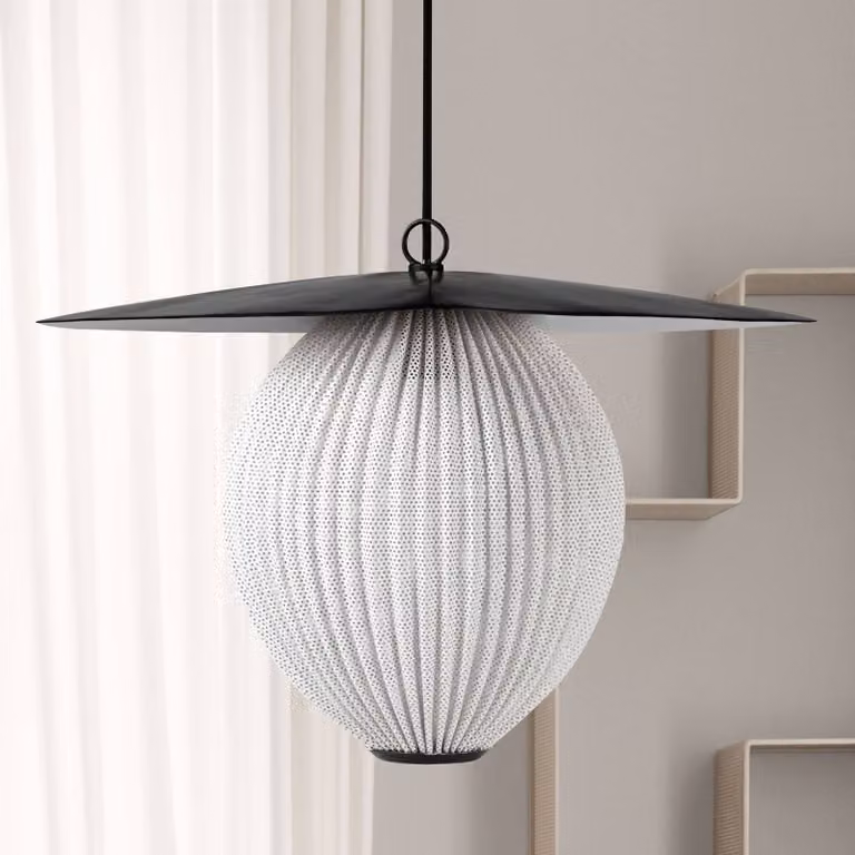 GUBI Lampada a sospensione Satellite, Crema / Ambra, Soggiorno / Sala da pranzo, Metallo, Design, Lampada a sospensione