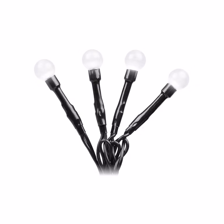 Konstsmide - Globelichterkette a LED, diodi rotondi, 80 diodi bianchi freddi, trasformatore per esterni da 24 V, cavo nero ; 3691-207