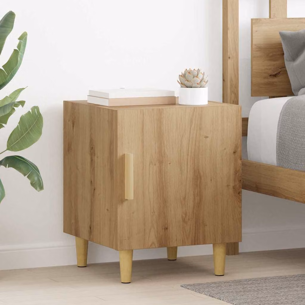 Set di 2 armadi da notte vidaXL in stile moderno, colore rovere e bianco, L/P/H: 40 x 40 x 50 cm
