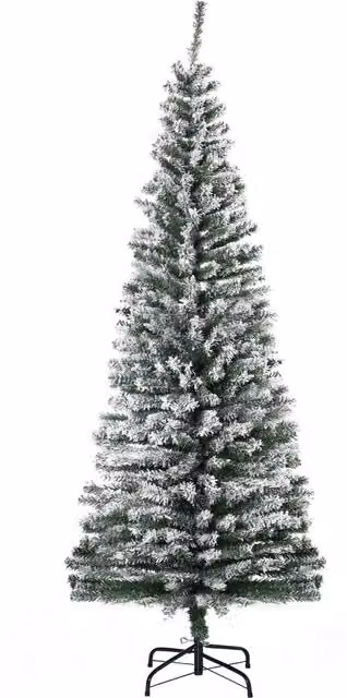 Albero di Natale innevato HOMCOM verde con 492 rami ignifughi e base in acciaio inox, Ø60 x H 180 cm