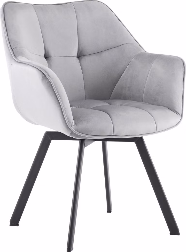 Sedia da pranzo Jordi, rivestita in velluto, color grigio scuro