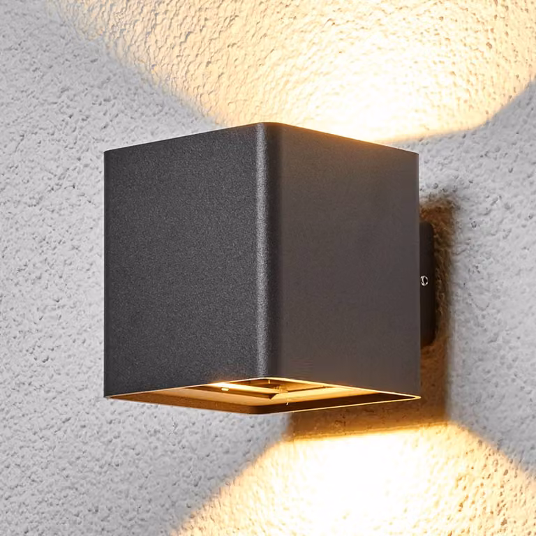 Applique da esterni a LED Aaron Lucande, Nero, Alluminio, Moderno, Applique LED da esterni