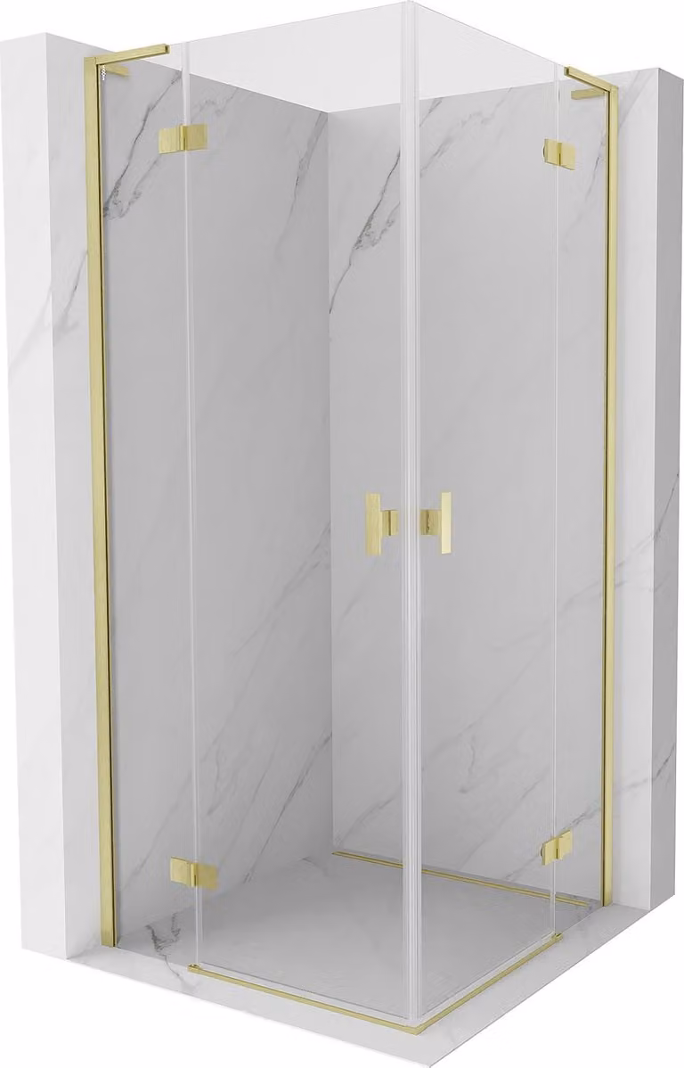 Mexen Mist-H L Duo cabina doccia a battente 85 x 85 cm, trasparente, oro spazzolato - 8A5L-085L-085P-55-00
