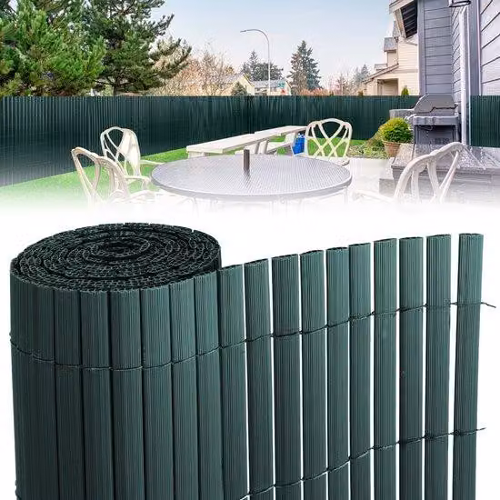 Pannello divisorio e schermo per balcone in PVC, dimensioni 0,9 x 5 metri, colore verde, per giardino e balcone